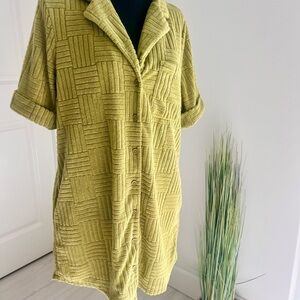 “New In” Olive Green Terry Cloth Shirt Dress